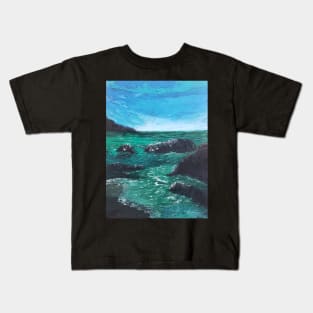 Emerald Bay oil painting by tabitha kremesec Kids T-Shirt